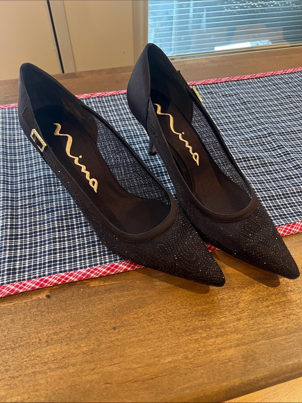 Nina Chocolate Pointed Toe Kitten Heel Pumps